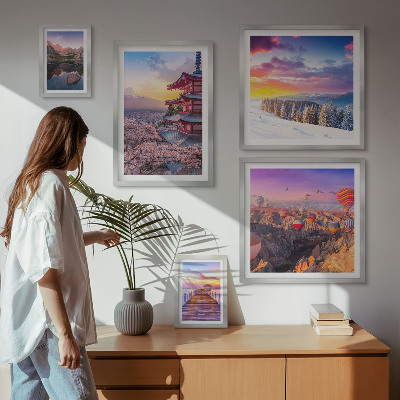 Parede galeria de quadros Montanhas e flores asiáticas