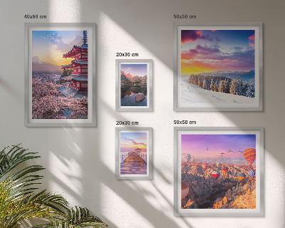 Parede galeria de quadros Montanhas e flores asiáticas