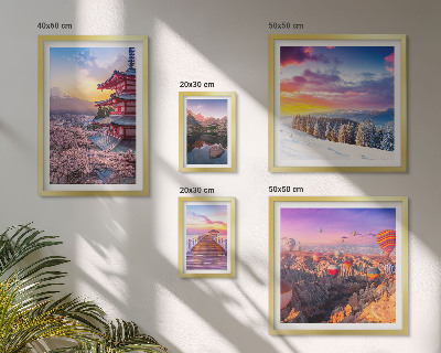 Parede galeria de quadros Montanhas e flores asiáticas