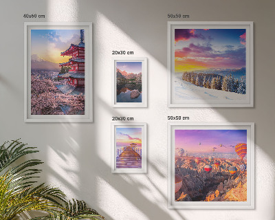 Parede galeria de quadros Montanhas e flores asiáticas
