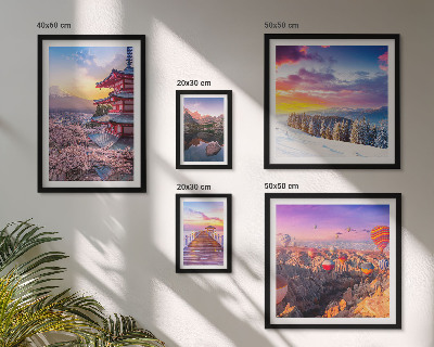 Parede galeria de quadros Montanhas e flores asiáticas