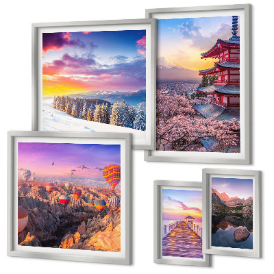 Parede galeria de quadros Montanhas e flores asiáticas