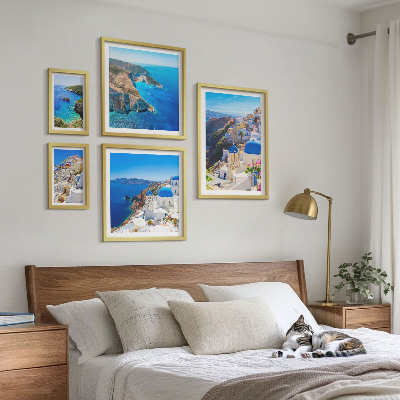 Conjunto de 5 quadros com moldura cúpulas azuis das ilhas gregas