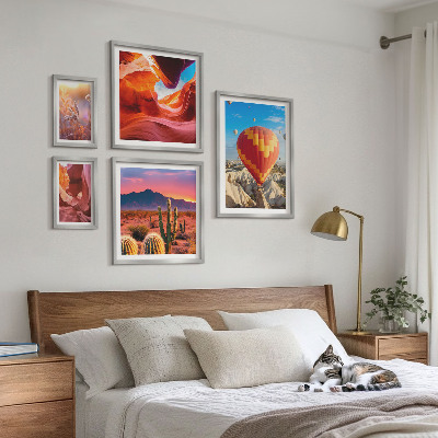 Conjunto de 5 quadros decorativos balões do deserto