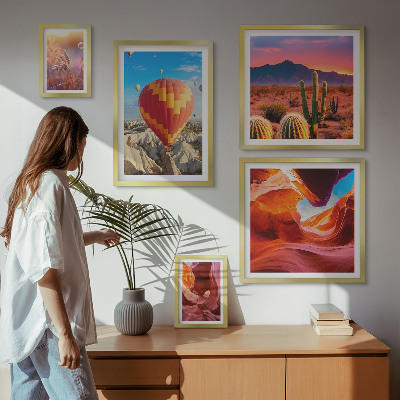 Conjunto de 5 quadros decorativos balões do deserto