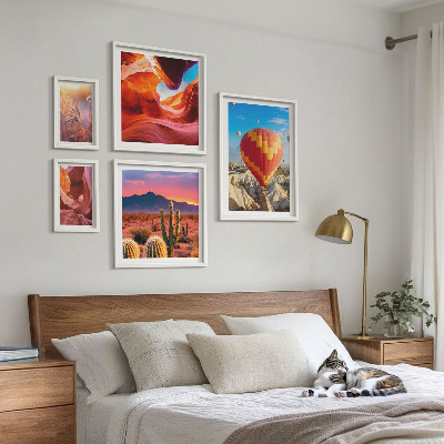 Conjunto de 5 quadros decorativos balões do deserto