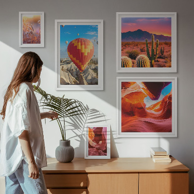 Conjunto de 5 quadros decorativos balões do deserto