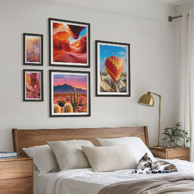 Conjunto de 5 quadros decorativos balões do deserto