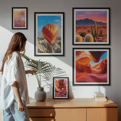 Conjunto de 5 quadros decorativos balões do deserto