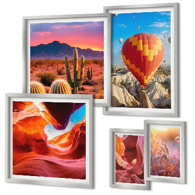 Conjunto de 5 quadros decorativos balões do deserto