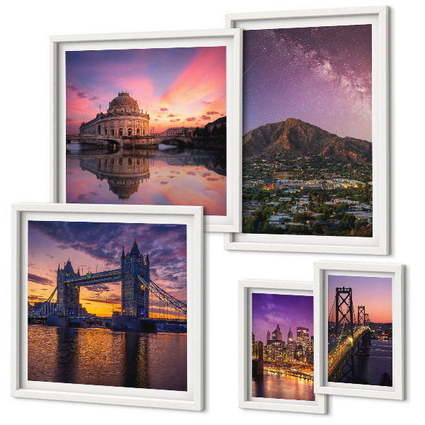 Parede galeria de quadros Paisagens de cidades montanhosas à noite.