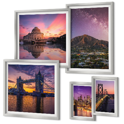 Parede galeria de quadros Paisagens de cidades montanhosas à noite.