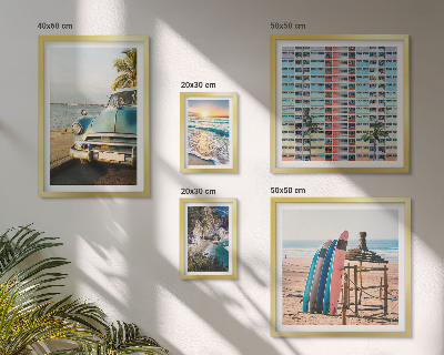 Conjunto de 5 quadros com moldura Paisagens de praia elegantes