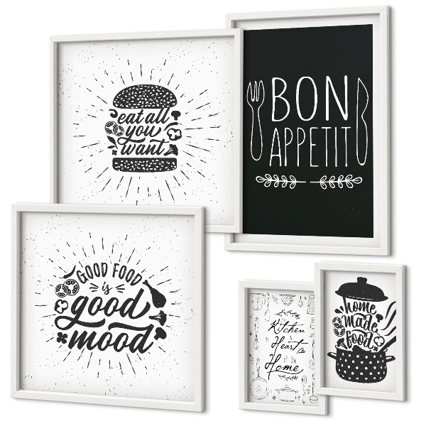 Conjunto de 5 quadros decorativos Inspirações culinárias para a cozinha