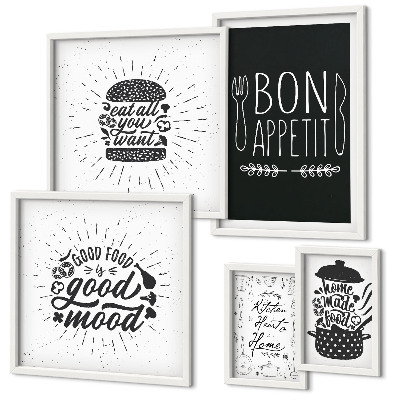 Conjunto de 5 quadros decorativos Inspirações culinárias para a cozinha