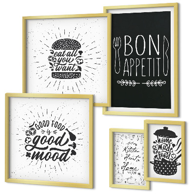 Conjunto de 5 quadros decorativos Inspirações culinárias para a cozinha