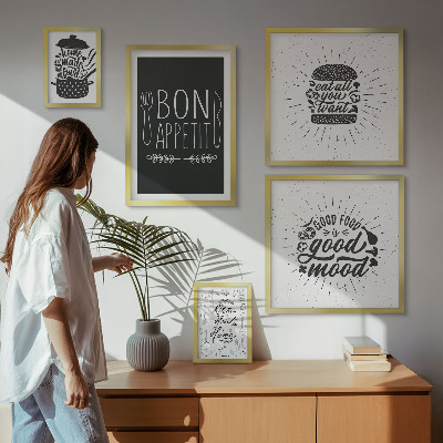 Conjunto de 5 quadros decorativos Inspirações culinárias para a cozinha
