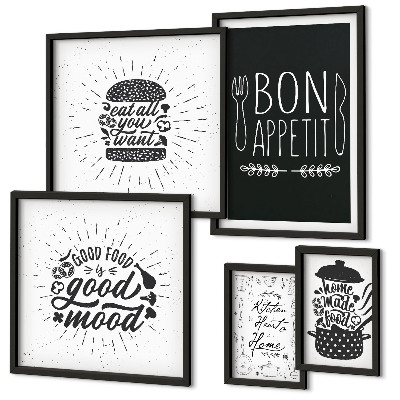 Conjunto de 5 quadros decorativos Inspirações culinárias para a cozinha