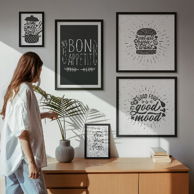 Conjunto de 5 quadros decorativos Inspirações culinárias para a cozinha