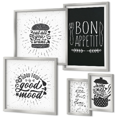 Conjunto de 5 quadros decorativos Inspirações culinárias para a cozinha