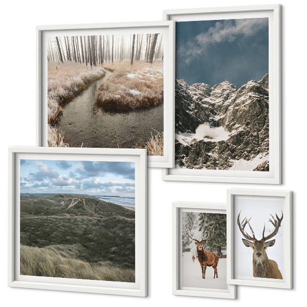 Parede galeria de quadros natureza selvagem montanhas majestosas