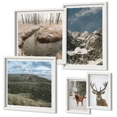 Galeria de quadros de parede paisagem de natureza selvagem com montanhas majestosas