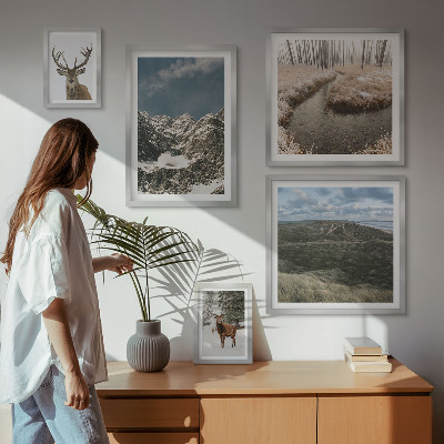 Parede galeria de quadros natureza selvagem montanhas majestosas