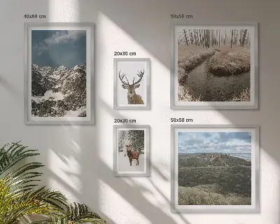 Galeria de quadros de parede paisagem de natureza selvagem com montanhas majestosas