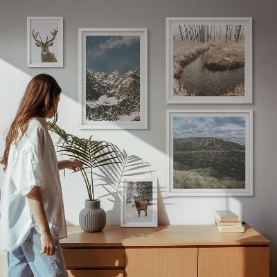 Parede galeria de quadros natureza selvagem montanhas majestosas