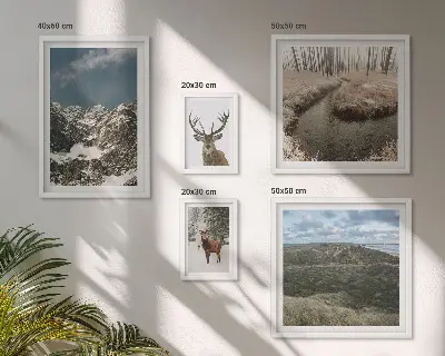 Galeria de quadros de parede paisagem de natureza selvagem com montanhas majestosas