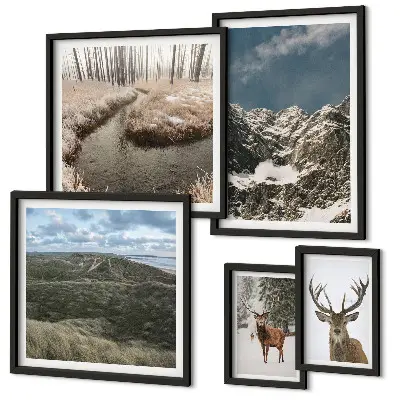 Galeria de quadros de parede paisagem de natureza selvagem com montanhas majestosas