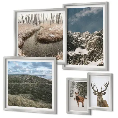 Galeria de quadros de parede paisagem de natureza selvagem com montanhas majestosas