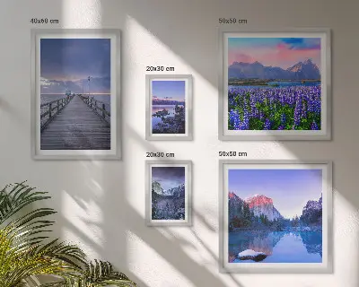 Conjunto de 5 quadros decorativos com paisagens de montanha e litoral