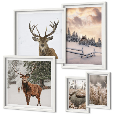 Parede galeria de quadros Paisagens de inverno com veados