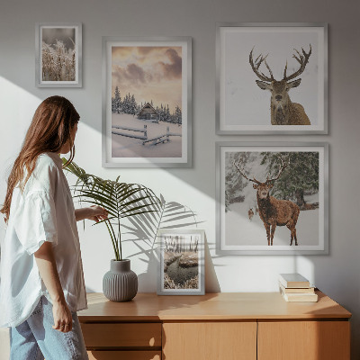 Parede galeria de quadros Paisagens de inverno com veados