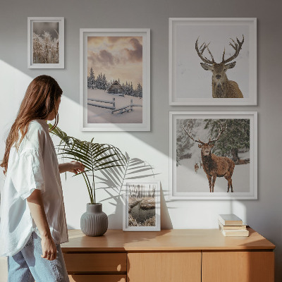 Parede galeria de quadros Paisagens de inverno com veados