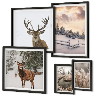 Parede galeria de quadros Paisagens de inverno com veados