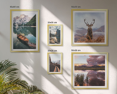 Conjunto de 5 quadros com moldura Paisagens, montanhas, lagos, natureza