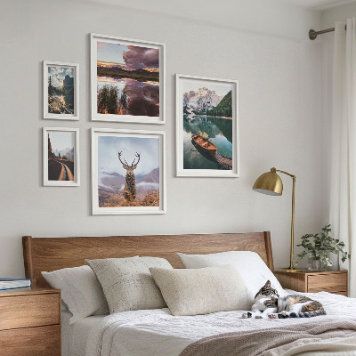 Conjunto de 5 quadros com moldura Paisagens, montanhas, lagos, natureza