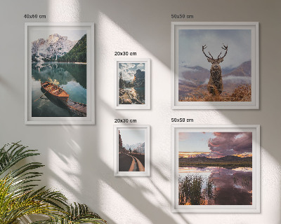 Conjunto de 5 quadros com moldura Paisagens, montanhas, lagos, natureza