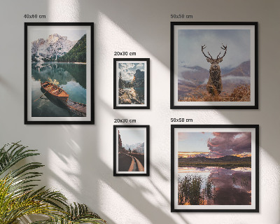 Conjunto de 5 quadros com moldura Paisagens, montanhas, lagos, natureza