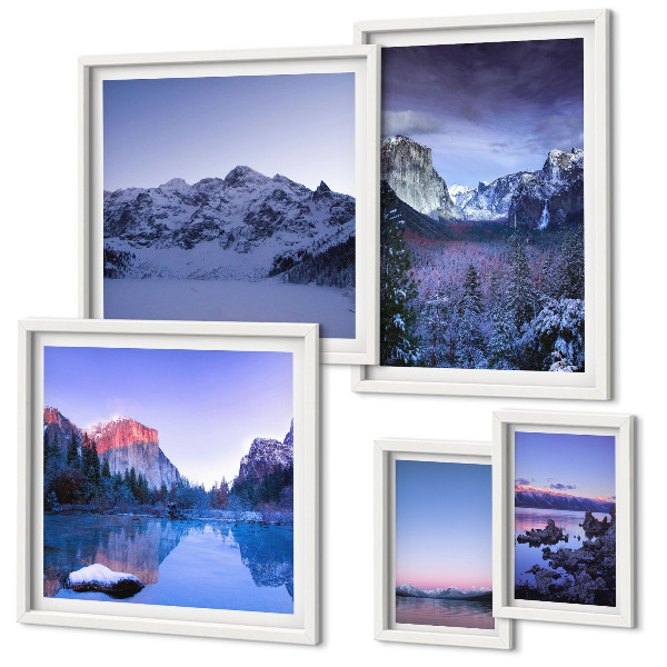 Galeria de parede paisagens de montanhas, lagos e florestas