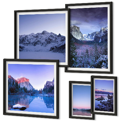 Galeria de parede paisagens de montanhas, lagos e florestas