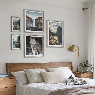 Conjunto de 5 quadros com moldura Paisagens da natureza e da vida selvagem