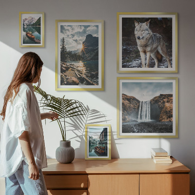 Conjunto de 5 quadros com moldura Paisagens da natureza e da vida selvagem