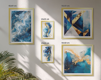 Conjunto de 5 quadros decorativos Composições abstratas em azul