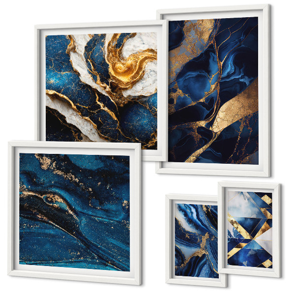 Parede galeria de quadros Padrões abstratos em azul