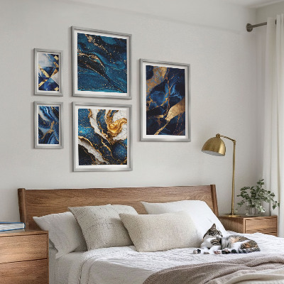Parede galeria de quadros Padrões abstratos em azul