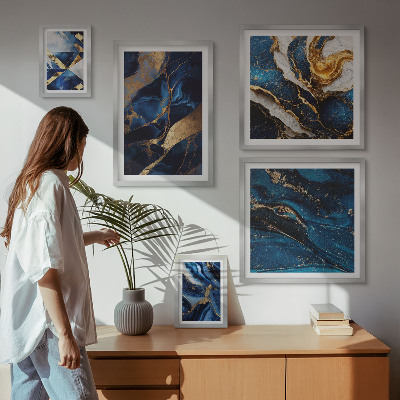 Parede galeria de quadros Padrões abstratos em azul