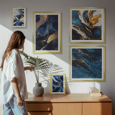 Parede galeria de quadros Padrões abstratos em azul